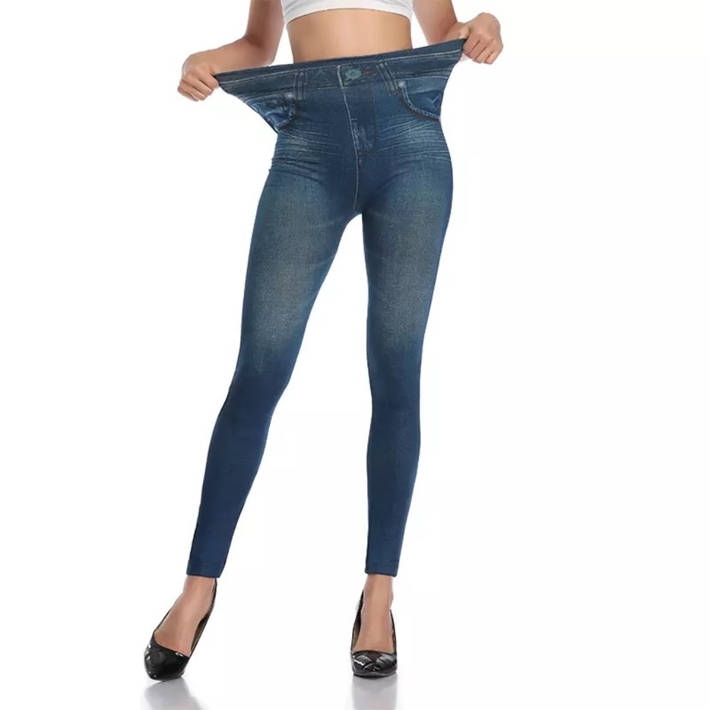 Push Up Seamless High Waist denim Print jean leggings